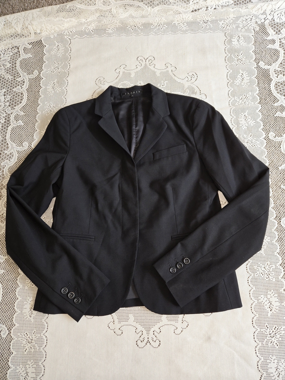 Theory Black Tailored Women's Blazer Jacket Sz 8 Wool Blend